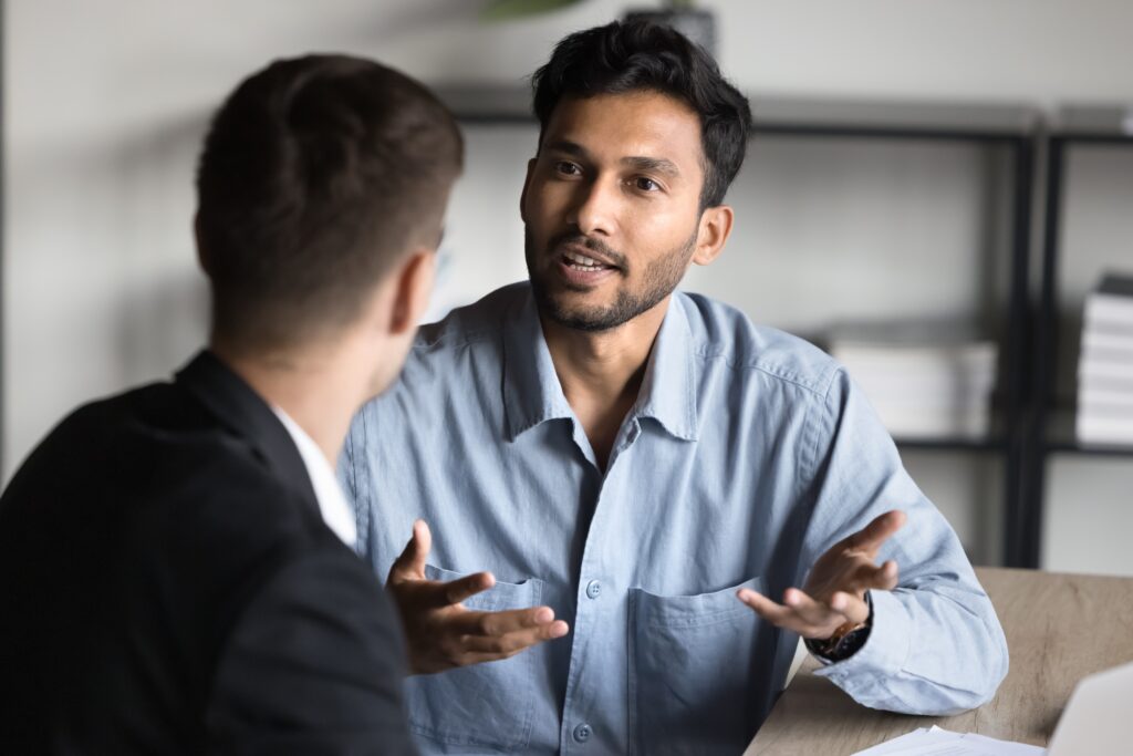 Patient talking to doctor